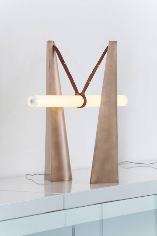 Bec Brittain designs architectural looking lamps for the Patrick Parrish Gallery in New York