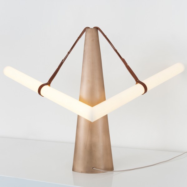 Bec Brittain designs architectural looking lamps for the Patrick Parrish Gallery in New York