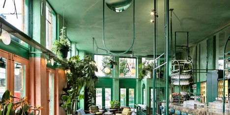 Bar Botanique in Amsterdam by Studio Modijefsky is filled with tropical plants