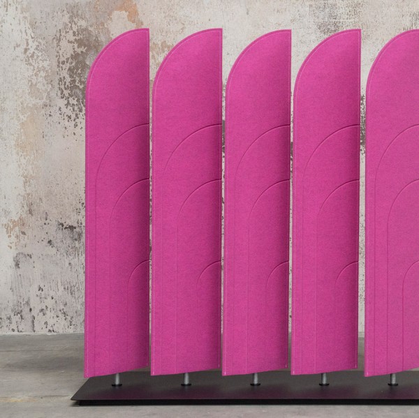 Buzziblinds by Design Alain Giles combine acoustic screens with room dividers