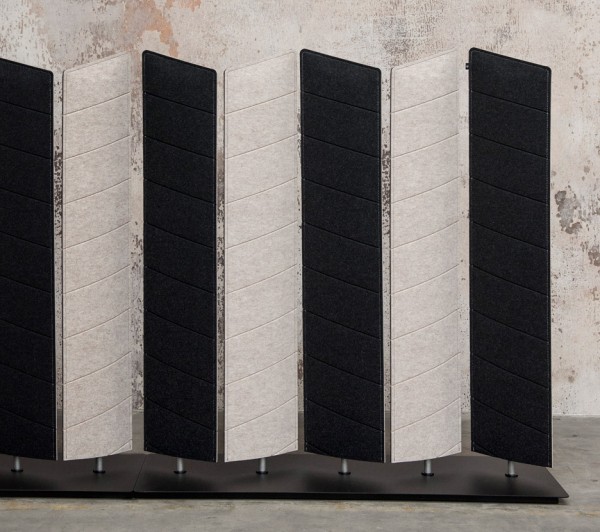 Buzziblinds by Design Alain Giles combine acoustic screens with room dividers