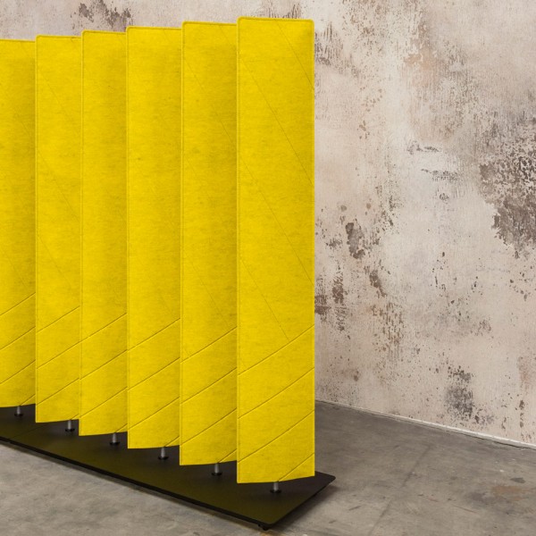 Buzziblinds by Design Alain Giles combine acoustic screens with room dividers