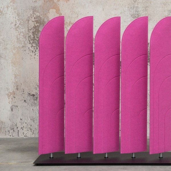 Buzziblinds by Design Alain Giles combine acoustic screens with room dividers