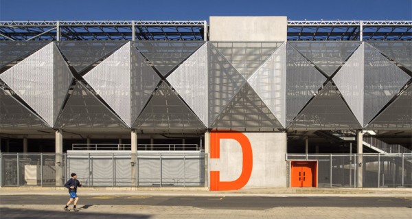 Haptic covers car park in geometric metal skin in the Queen Elizabeth Olympic Park, London