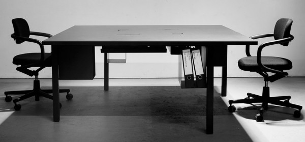 Bespoke Silhouette desks designed by Pernilla Ohrstedt for the Dezeen office