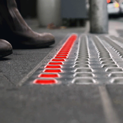 Büro North proposes traffic lights in the pavement to prevent accidents involving smartphone uses