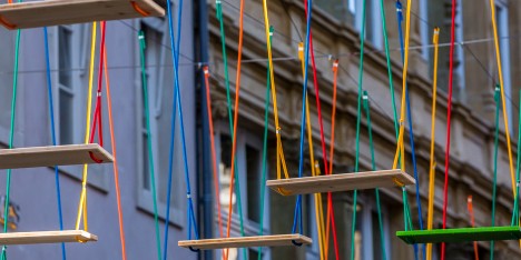 Max Mertens installs 450 swings above a Luxembourg street