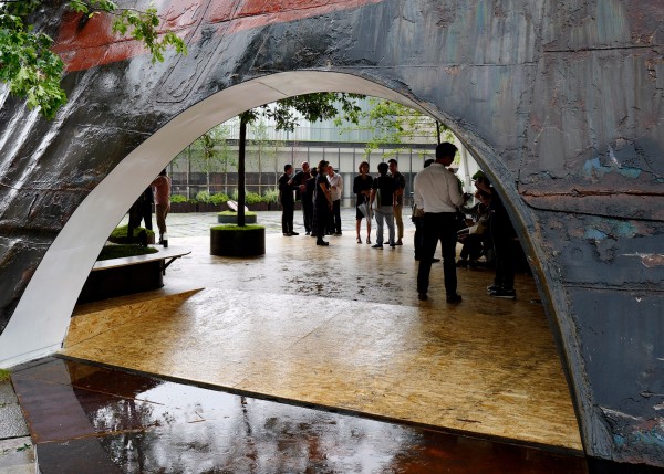 Temp'L by Shinslab Architecture is an installation recycled from a rusty old cargo ship for a museum courtyard in Seoul