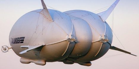 Gigantic “Flying Bum” plane takes to the skies