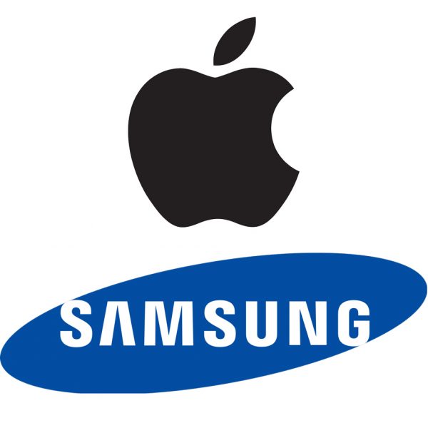 Apple and Samsung logos