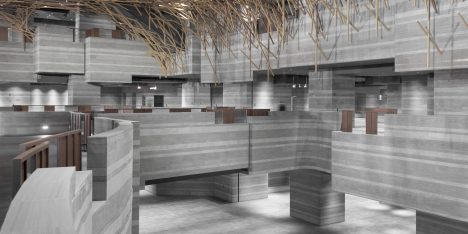 Neri&Hu mimics rocks and tree branches inside Shanghai theatre and exhibition centre