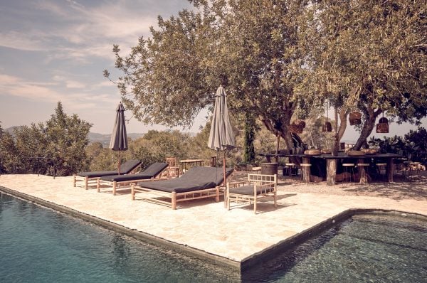 La Granja Ibiza is a members-only retreat with a rustic "back-to-basics" design
