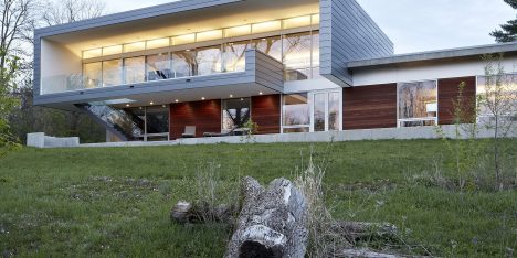 Studio Dwell embeds River View House into a sloped site in Illinois