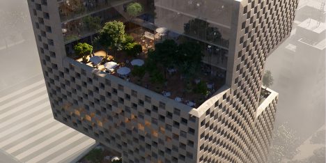 Snøhetta unveils plans for Beirut bank featuring checkerboard cladding and elevated gardens