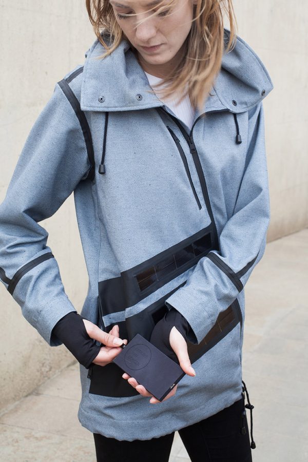 Pauline van Dongen designs solar-powered windbreaker for nature reserve guides