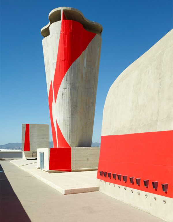 Felice Varini transforms rooftop of Le Corbusier's MAMO into optical illusion