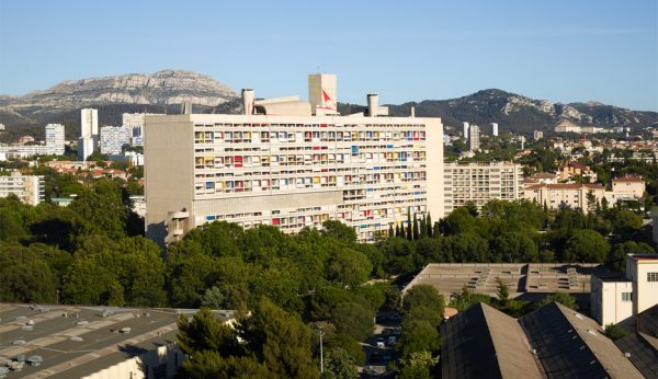 Felice Varini transforms rooftop of Le Corbusier's MAMO into optical illusion