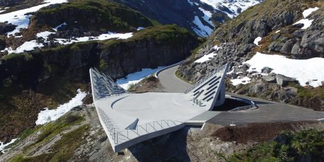 Mountainside platform by Code Arkitektur creates three vertiginous viewpoints