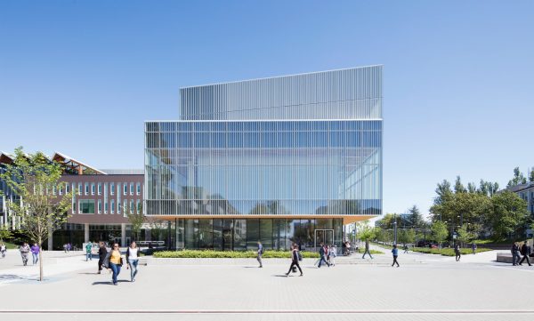 Vancouver university building by KPMB features fritted glass and rough-sawn cedar