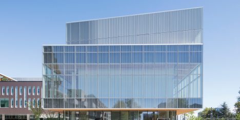 Vancouver university building by KPMB features fritted glass and rough-sawn cedar