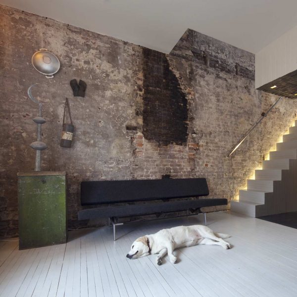 Black Pearl Rotterdam townhouse on the top 10 brick interiors on Dezeen's Pinterest boards