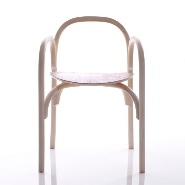 Samuel Wilkinson creates minimal chair using steam-bent wood chair