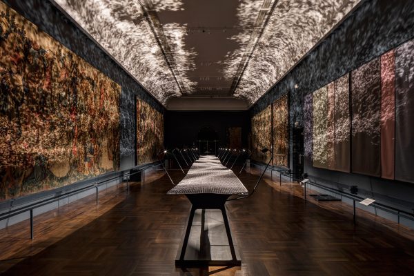 Benjamin Hubert fills V&A's medieval tapestry room with rippling light installation