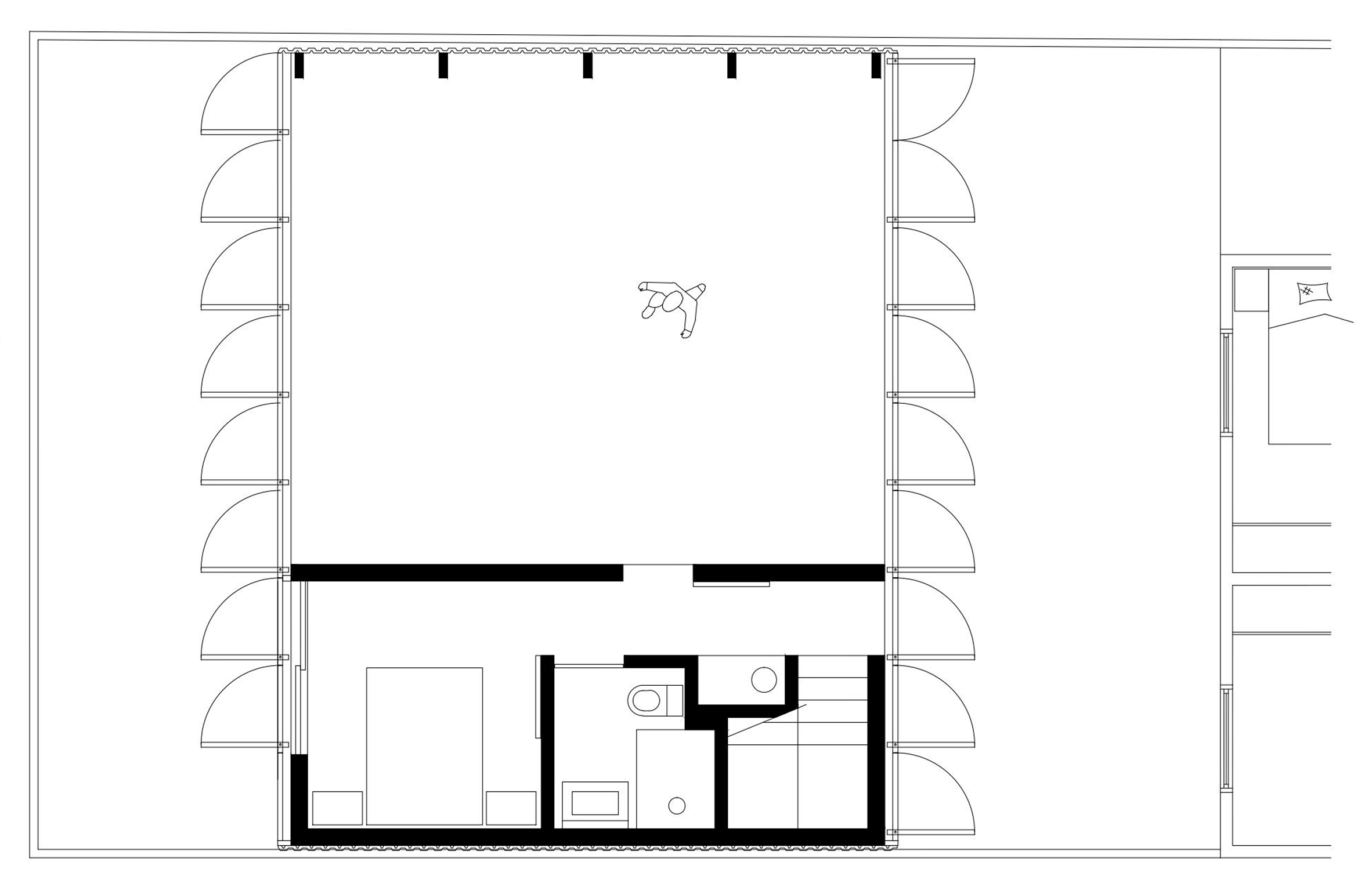 Alan Chu incorporates stage with giant doors into a home for a Brazilian actor