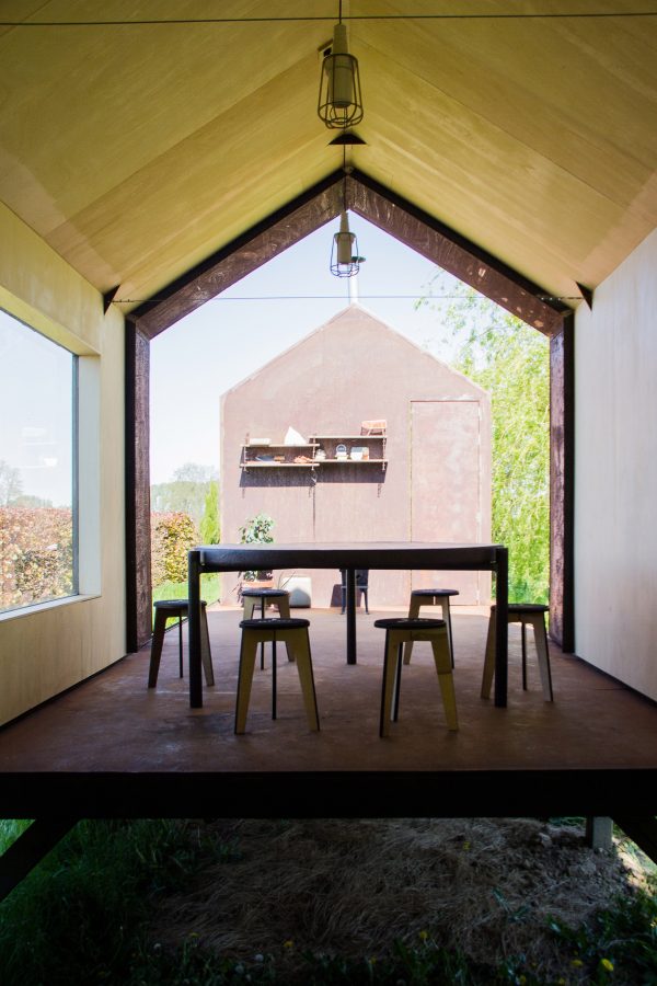 Moving walls open Stal Collectief's charred timber workshop to the elements