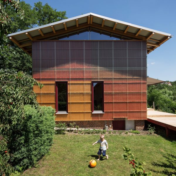 Transparent walls reveal wooden skeleton of house in Bohemia
