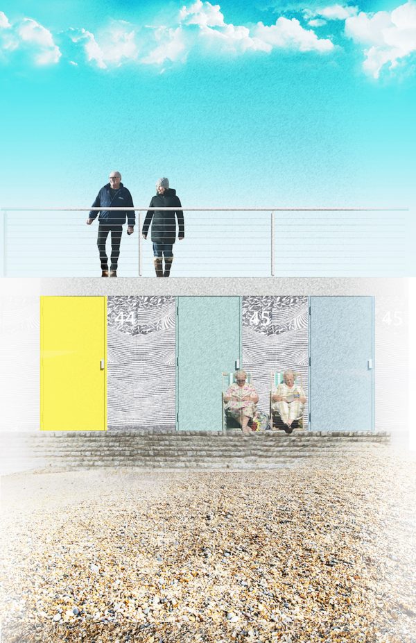 Colourful beach huts and promenade by Snug Architects designed to withstand a "perfect storm"