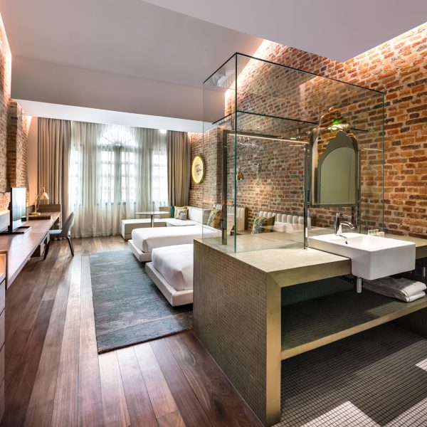 Ministry of Design's Malaysian shophouses on the top 10 brick interiors on Dezeen's Pinterest boards