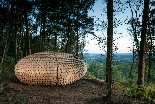 Giles Miller designs shingle-covered pavilion for English countryside