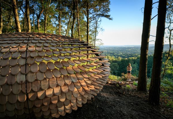 Giles Miller designs shingle-covered pavilion for English countryside