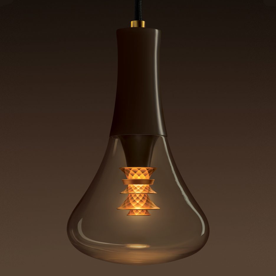 Plumen designs bulb with faceted gold internal shade