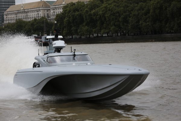 Navy unveils robot spy speedboat