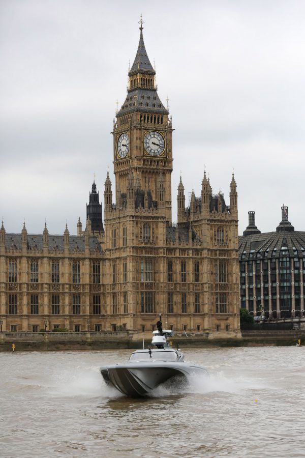 Navy unveils robot spy speedboat