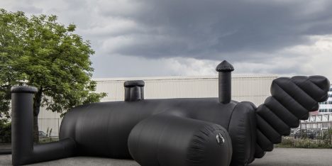 Inflatable black nightclub created by Bureau A for Federation of Swiss Architects