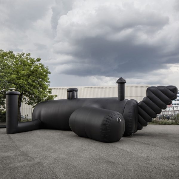 Inflatable black nightclub created by Bureau A for Federation of Swiss Architects