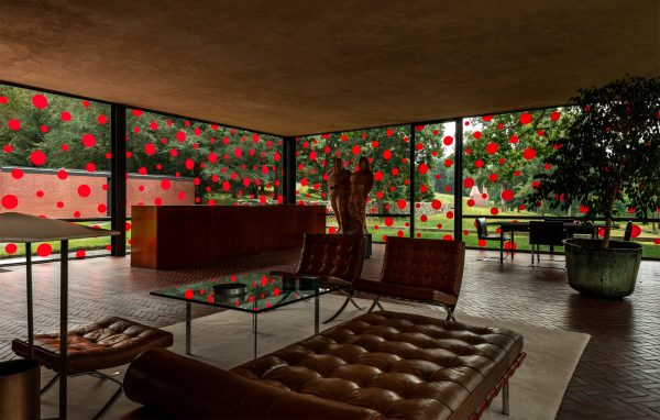 Yayoi Kusama plasters red dots across Philip Johnson's Glass House