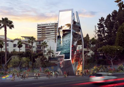 Belltower digital billboard by Tom Wiscombe