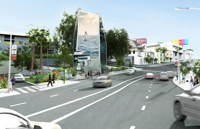 Belltower digital billboard by Tom Wiscombe