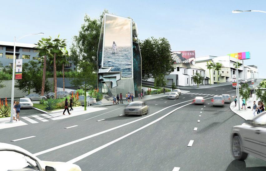 Belltower digital billboard by Tom Wiscombe