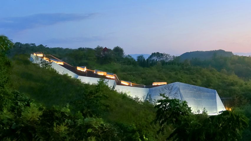Dinosaur egg museum in China features bamboo-textured walls