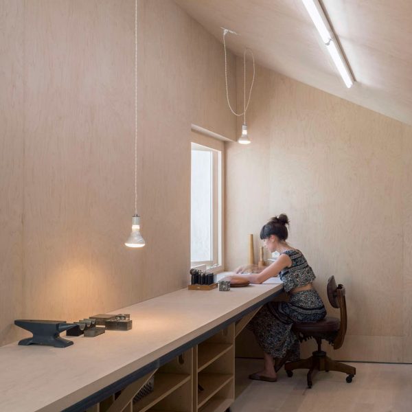 Davidson Rafailidis tops studios for artist and ceramicist with three angular roofs