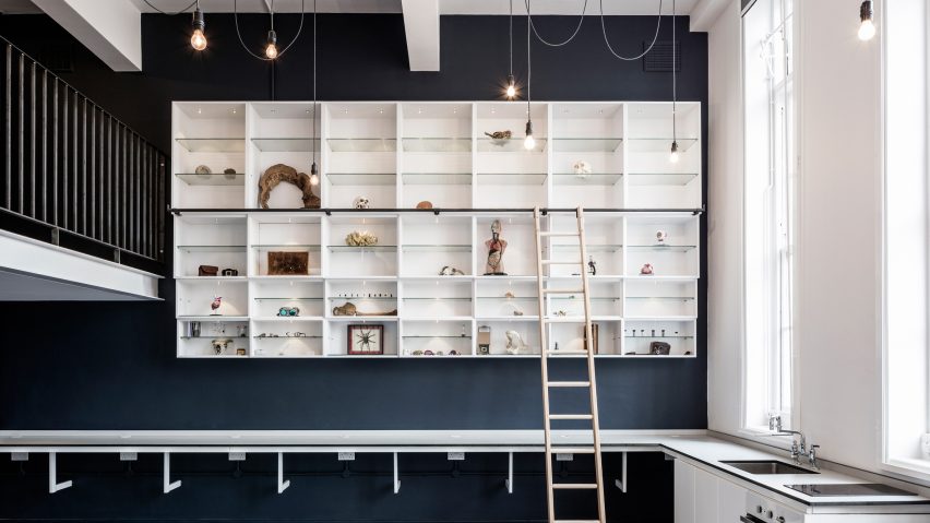 Charles Tashima Architecture creates cabinet of curiosities inside school science laboratory