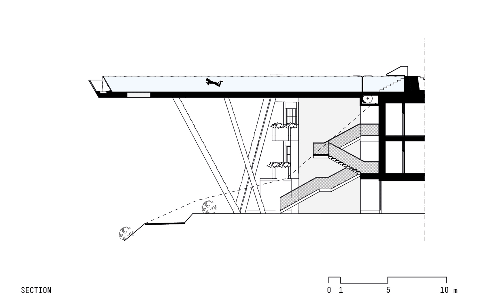 Cantilevering sky pool by noa