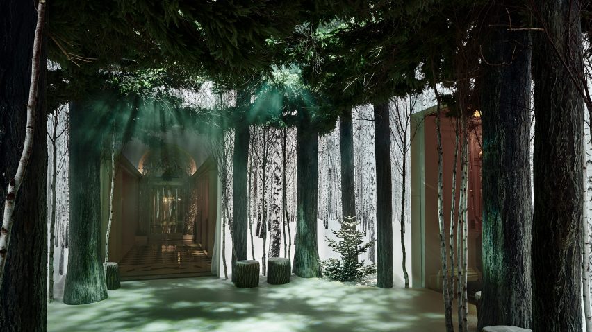 Claridge's Christmas tree by Marc Newson and Jony Ive