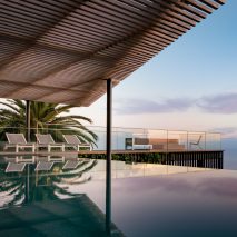 Malibu Hillside pool and terrace frame Pacific Ocean views