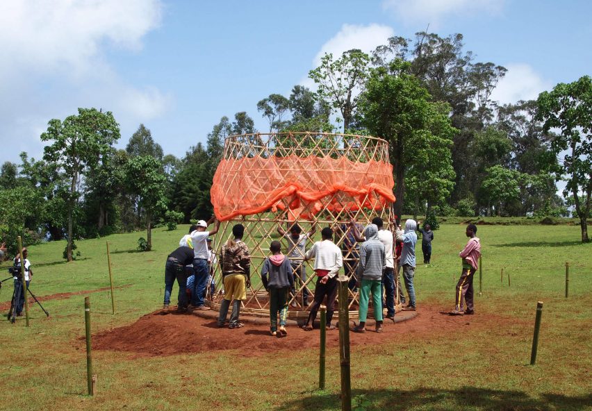 Warka Water's water-collecting tower